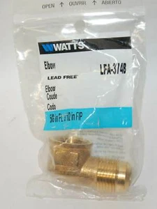 Lot of 2) Watts Flare Elbow LFA-374B 5/8" Flare x 1/2" FIP Lead Free Made in USA - Picture 1 of 4