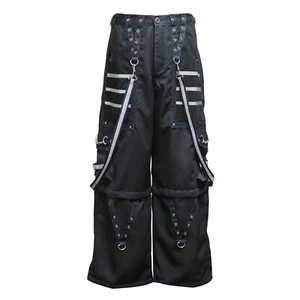 Men's Gothic Handmade Bondage Dead Threads Reflective Black Men's Trouser - Picture 1 of 5