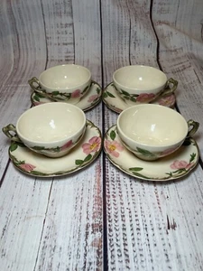 Set Of 4 Franciscan Earthenware Desert Rose Tea Cup Coffee Mug & Saucer 1953-58 - Picture 1 of 14
