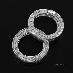 1PC Fine Sterling Silver 2-Side CZ Shortener Enhancer Self Closing Clasp #97871 - Picture 1 of 1