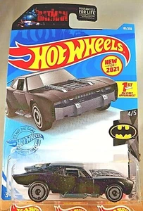 2021 Hot Wheels #181 Batman 4/5 New BATMOBILE Flat Black Variant w/Gray AD Spoke - Picture 1 of 6