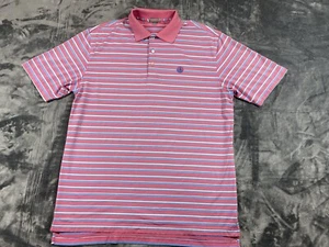 Peter Millar Summer Comfort Polo Golf Shirt Men’s L Pink Striped Stretch - Picture 1 of 5