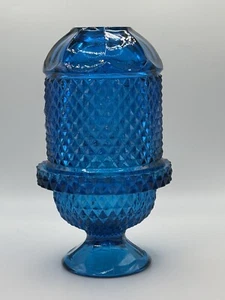 Vintage Viking Bluenique Blue Glass Diamond Point Fairy Lamp Glimmer Light L@@K! - Picture 1 of 6
