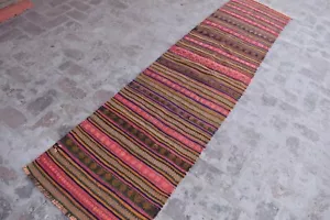 2x10 ft Vintage Afghan Tribal Kilim Rug Hand Woven Geometric Hallway Runner Rug - Picture 1 of 10