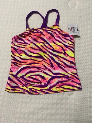 Traje de baño TANKINI Top para niñas UPF 50+ diseño de salpicaduras de cebra 4-5 nuevo con etiquetas Foto 1 de 4