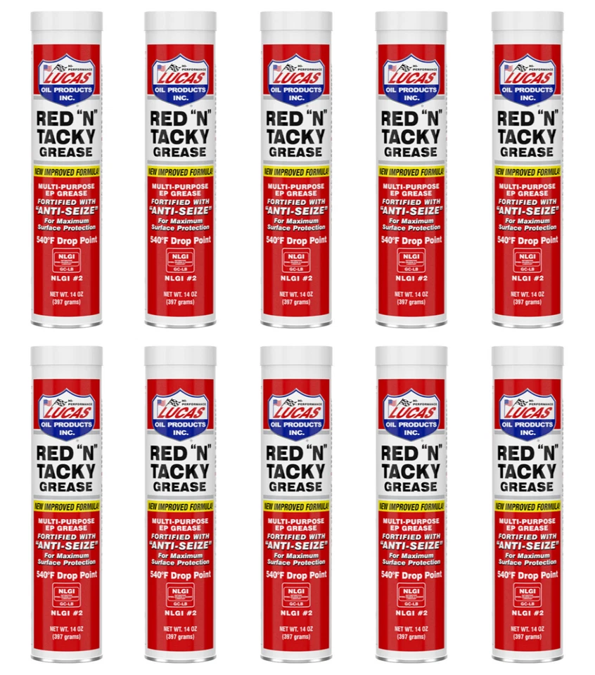 10 Pack Lucas Oil 10005 Red "N" Tacky Grease; (10) 14oz tubes - Image 1 of 1