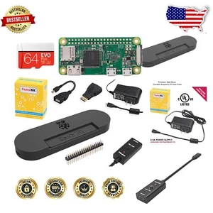 Complete Raspberry Pi Zero W MAX Kit with High-Gloss Black Case - 64GB Included - Afbeelding 1 van 6