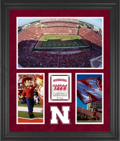 Nebraska Cornhuskers Memorial Stadium Framed 20x24 3-Opening Collage Cover