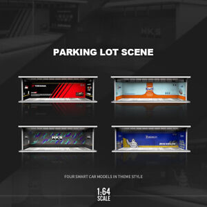 1/64 Diorama Car Garage Model Car Parking Lot LED Lighting Display Scene Model