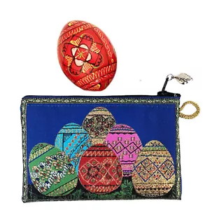 2er Set Rot Pysanka Ukrainisch Holz Eierbeutel Handtasche Tasche - Bild 1 von 7