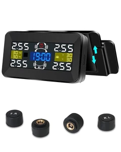Reifen Druck Überwachung System TPMS Solar Mit 4-Externen Sensoren LCD-Display - Bild 1 von 10