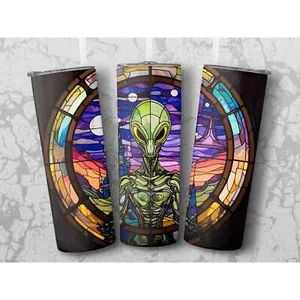 Stain glass alien metal insulated tumbler, water bottle, stainless steel, cup - Picture 1 of 1