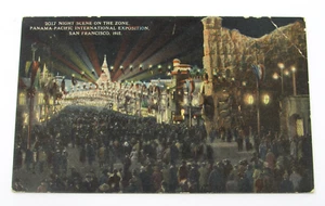 Panama Pacific International Exposition Postcard c1916 The Zone at Night - Picture 1 of 4