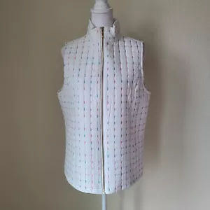 For Cynthia Women's Vest Quilted Size Medium Multicolor Full Zip Jacket Preppy - Picture 1 of 8