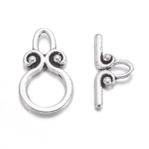 Toggle Clasp T-Bar & Ring Clasps 12mm, 20 Sets Silver Tone FNTC1885 - Picture 1 of 4