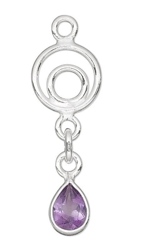 1 gota de plata de ley de 25x8 mm con amatista 6x4 mm en forma de pera * Foto 1 de 2