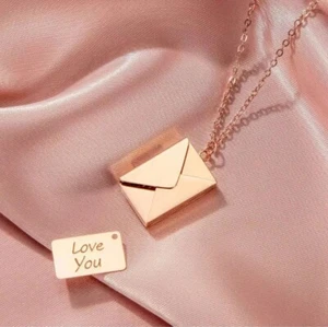 Women Ladies Secret Necklace Envelope Locket Pendant Love Letter Gift Jewelry - Picture 1 of 8