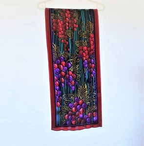 Bob Mackie Scarf Wrap NEW 100% Silk Berry Fruit Pattern Rectangle 60" x 13" - Picture 1 of 8