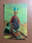 3D Stereo lenticular USSR Pocket Calendar 1989 Unique boy PALLE on roof and CAT