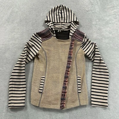 BKE Gimmicks Full Zip Hooded Sweater Women S White Beige Y2K Vtg Artsy - Image 1 of 4