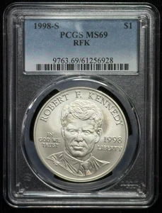 1998 S - PCGS MS69 -RFK -US Commemorative S$1 Silver Dollar-928 - Picture 1 of 2