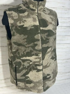 Cabela's Berber Fleece Canvas Windshear Outfitter Camo Vest Reversible LARGE Men - Picture 1 of 23