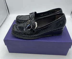Stuart Weitzman Women’s Patent Leather Loafer Wedges Black Size 6 M - Picture 1 of 8