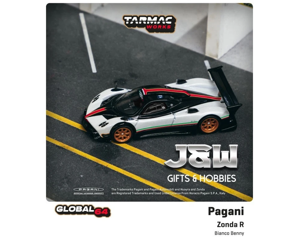 Tarmac Works Pagani Zonda R Bianco Benny White Global64 1/64 - Immagine 1 di 1