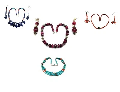 Antiche perle bohémien in argento 925 con collezioni di pietre preziose - Immagine 1 di 4