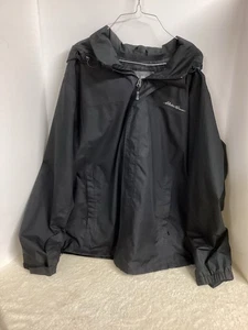Eddie Bauer schwarze Weatheredge Kapuzenjacke XL Thinsulate, Kordelzüge gebraucht, in einwandfreiem Zustand - Bild 1 von 12