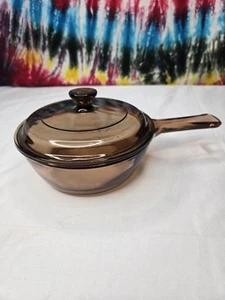 Vintage Corning Ware Vision Amber Kochgeschirr 0,5 Liter Kochtopf Topf mit Pyrex Deckel - Bild 1 von 21