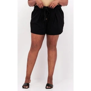 Bar III Women's Button Front Belted Textured Paperbag Shorts in Black 1X $60 - Picture 1 of 6