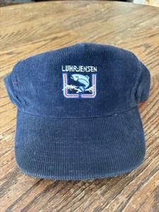 Vintage LUHR-JENSEN Hat Corduroy Navy Blue, Embroidered Snapback - Picture 1 of 4