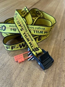 OFF-WHITE Cintura Uomo Giallo Logo Industriale Fibbia Tessuto Autentica - Foto 1 di 6
