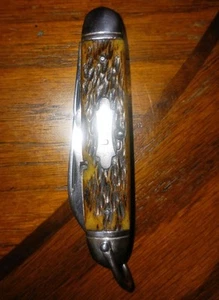 Vintage Camillus Cutlery NY USA 4 Line Jigged Bone Scout Multi Tool Pocket Knife - Picture 1 of 13