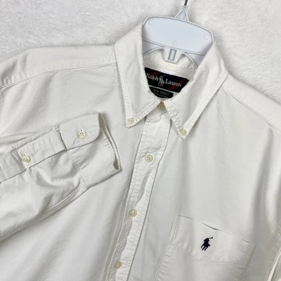 Ralph Lauren White Button Down Shirt Mens Small Long Sleeve Pocket Blue Pony - Image 1 of 4