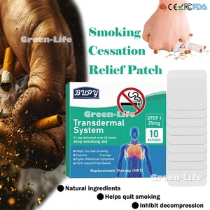 10 piezas parches antihumo nicotina herbal natural dejar de fumar reduciendo los antojos - Imagen 1 de 15