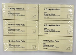 6 PACKS. 12 STICKY NOTE PADS EACH PACK WITH 100 SHEETS.1-3/8"x 1-7/8" SEALED NEW - Picture 1 of 6