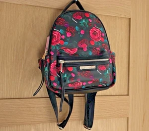 JUICY COUTURE Black Multi Rose Rosie Floral Small Backpack Shoulder Bag - Picture 1 of 19