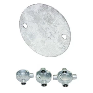 Galvanised Round Conduit Cover Lid In Galvanised Steel Junction Boxes -  10 PACK - Picture 1 of 2