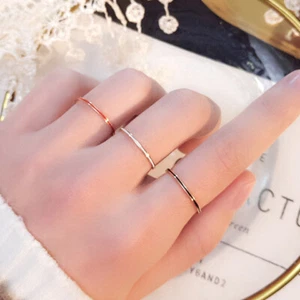 Sehr schmaler Ring 1 mm Edelstahl 44-62 Damen Rosegold-Farbe Schwarz Rot Weiß - Bild 1 von 5