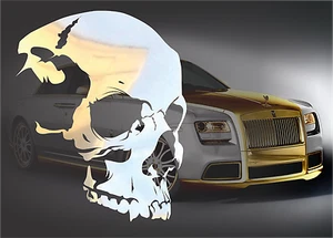 CHROME Skull Decal Sticker for Macbook iPad Laptop Motorcycle JDM Car 4x4 Truck - Picture 1 of 4