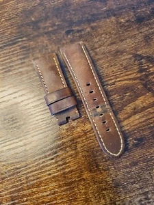 Panerai 26/22mm OEM Military Brown Assolutamente Strap Tang Buckle Italian Made - Picture 1 of 9