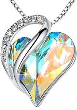 Women’s Silver Plated Infinity Love Heart Pendant Necklace with Birthstones