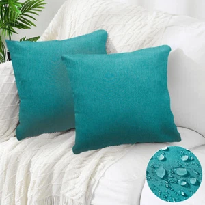 2PCS Square Decorative Throw Pillow Covers Cushion for Indoor Outdoor Patio Tent - Picture 1 of 42