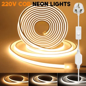 220V Neon COB LED Strip Lights IP67 Waterproof Flex Neon Lamp Cabinet Kitchen - Picture 1 of 20