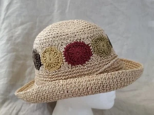 Women's Victoria Flower Design Straw Hat L READ!!! - Picture 1 of 7