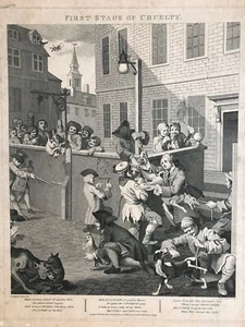 1799 Antique Print; First Stage of Cruelty - Hogarth / Cook - Imagen 1 de 5