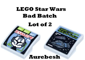 LEGO Star Wars Space ship Aurebesh Lot of 2 Bad Batch Pilot Sticker Stepped 2x2 - Picture 1 of 1
