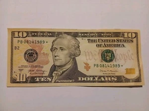 2017A $10 Birthday  Star Note Fancy Serial # - Picture 1 of 6